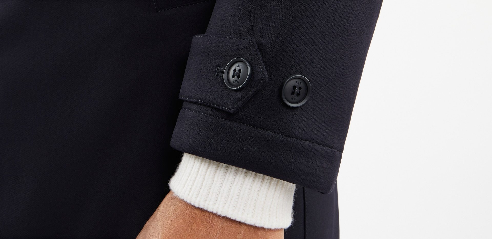 Fay Morning Coat In Technical Poplin In Black