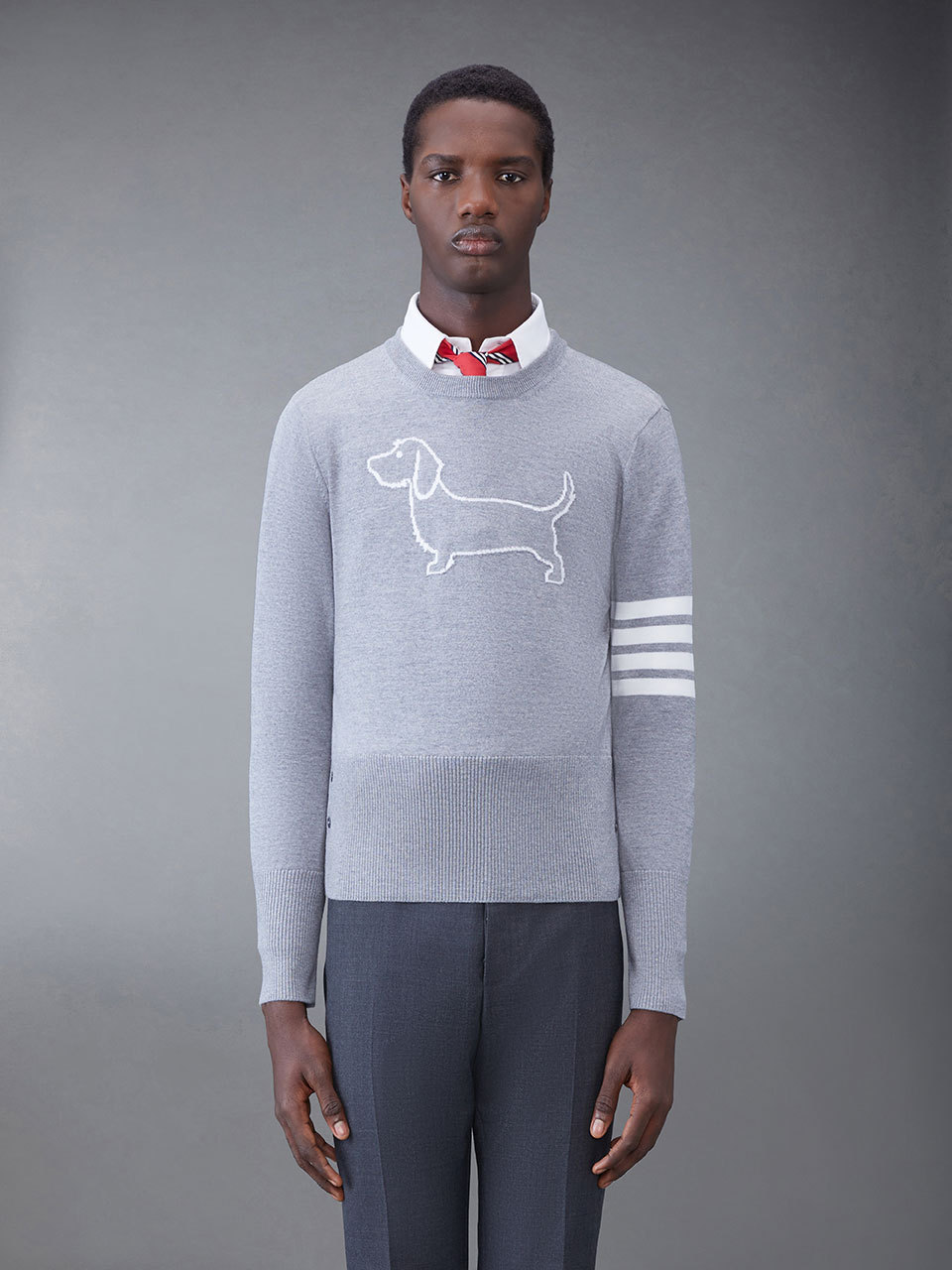 Shop Thom Browne 4-bar Stripe Wool Jumper In Gray