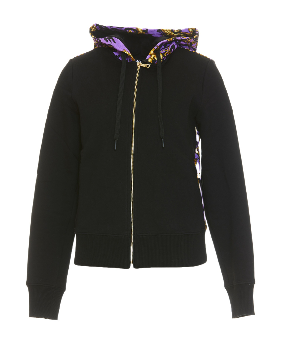 Versace Jeans Logo-print Zip-fastening Hoodie In Black