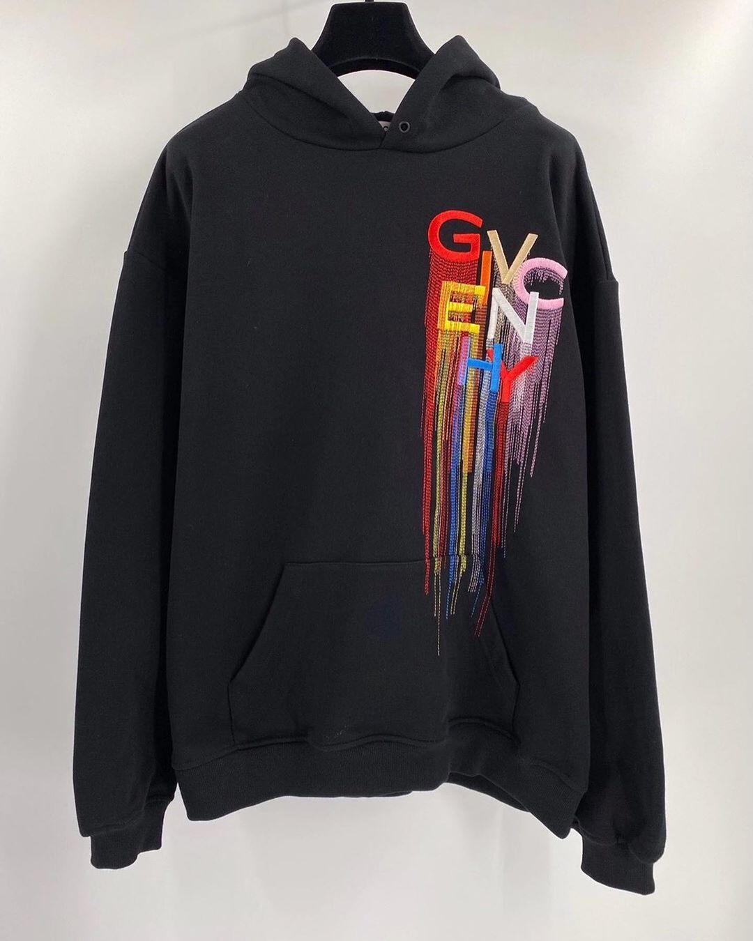 Givenchy Embroidered Logo Hooded Sweatshirt In Black