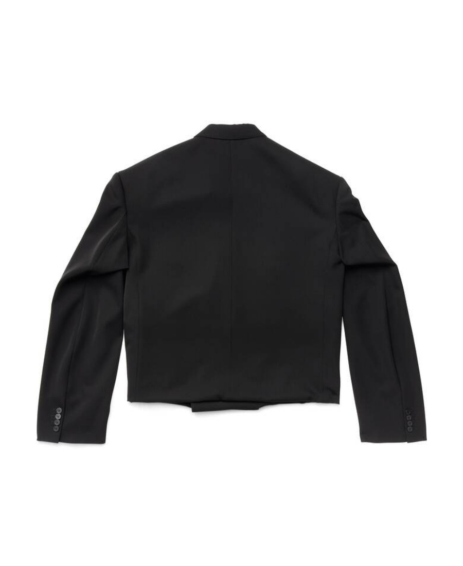 Balenciaga Double-breasted Cropped Blazer In Black