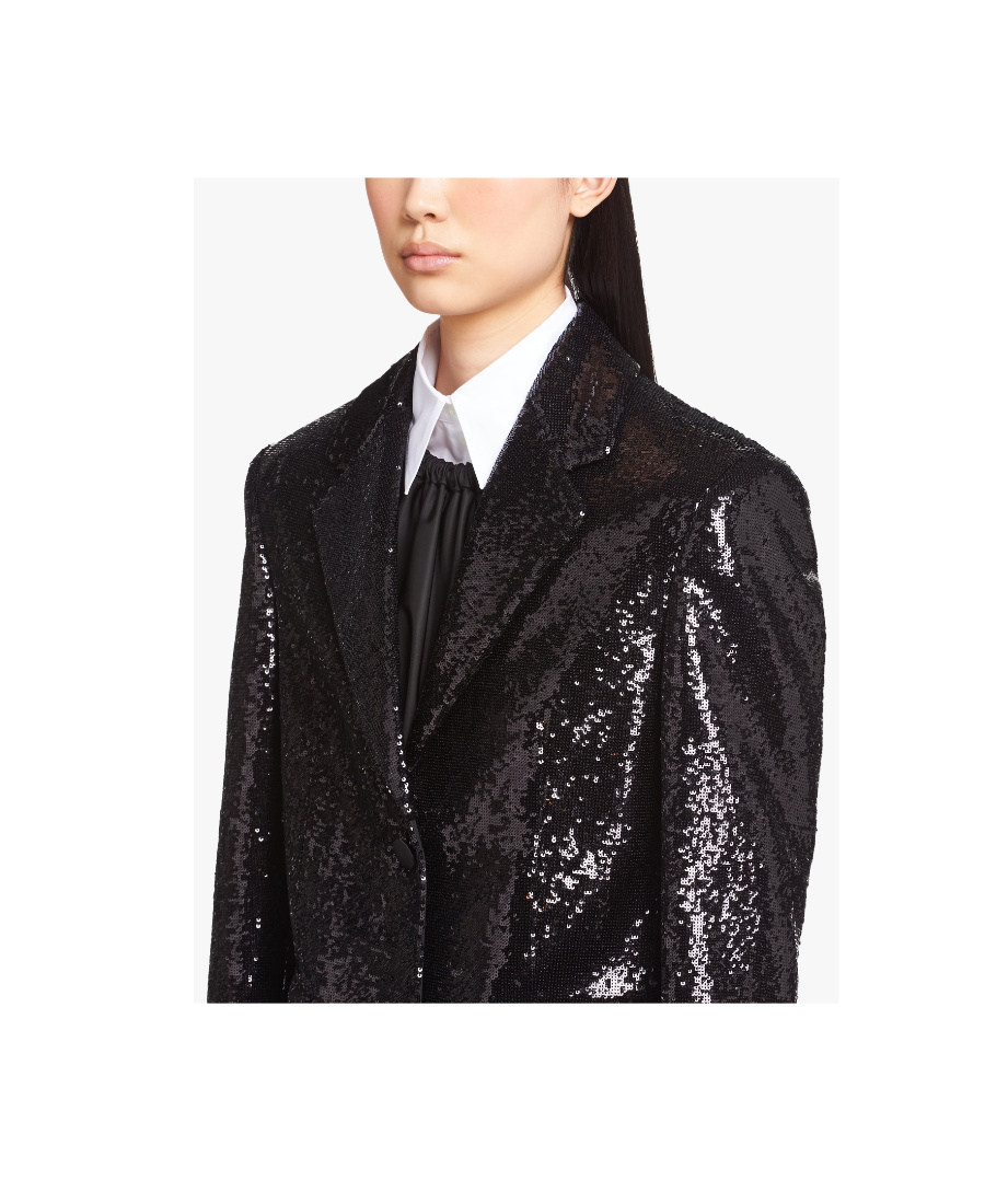 Prada Sequinned Single-breasted Blazer In Black