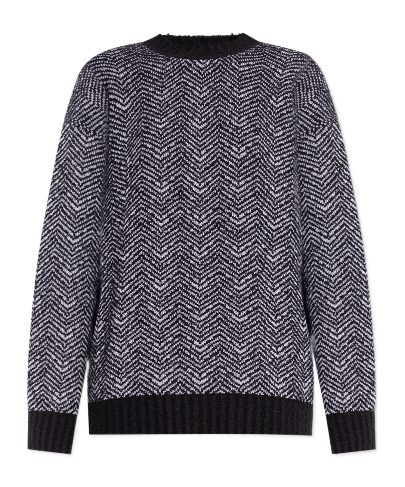 Moschino Herringbone Crewneck Sweater In Black