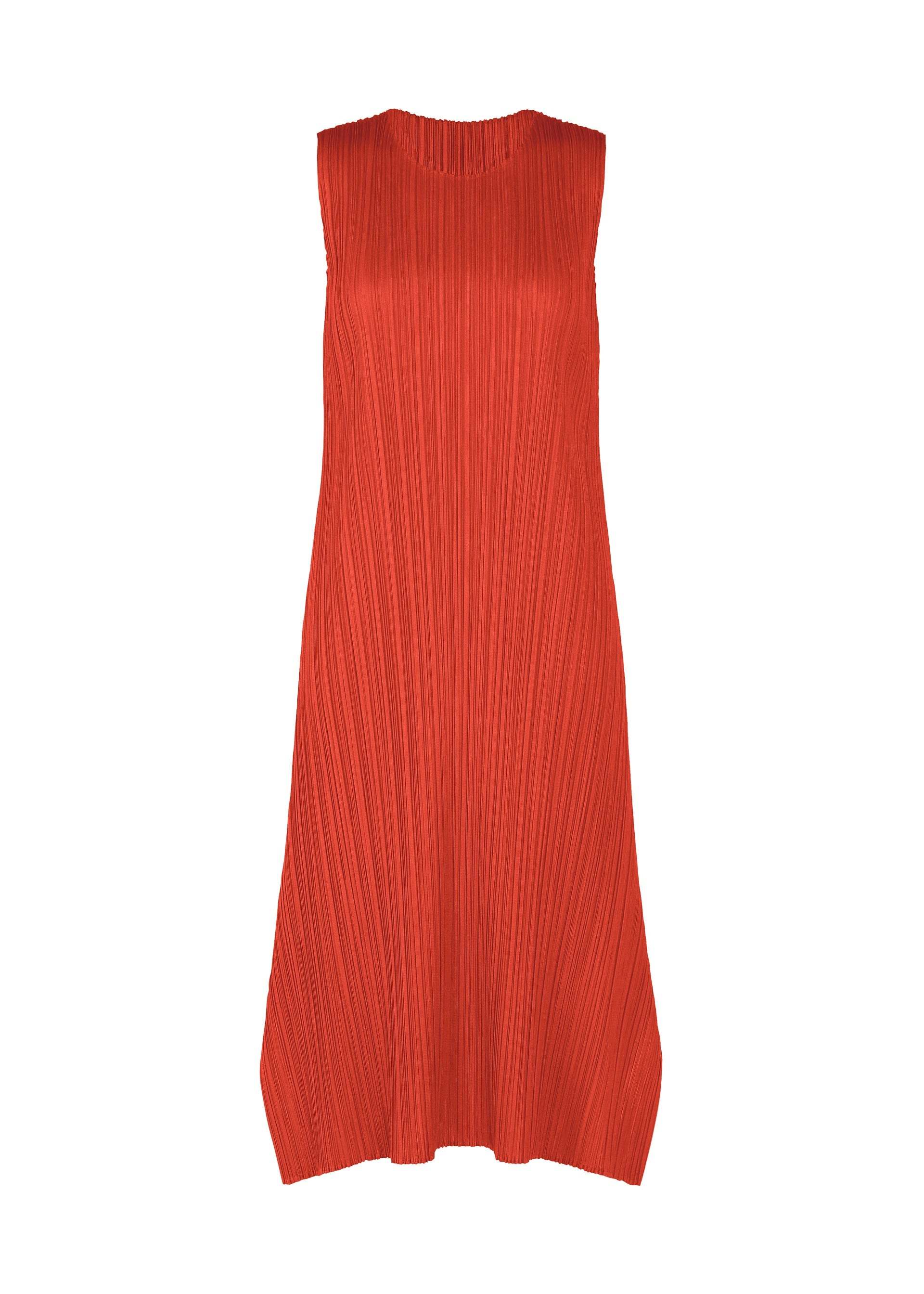 Issey Miyake Womens Bright Red Sleeveless Pleated Knitted Midi Dress In Orange