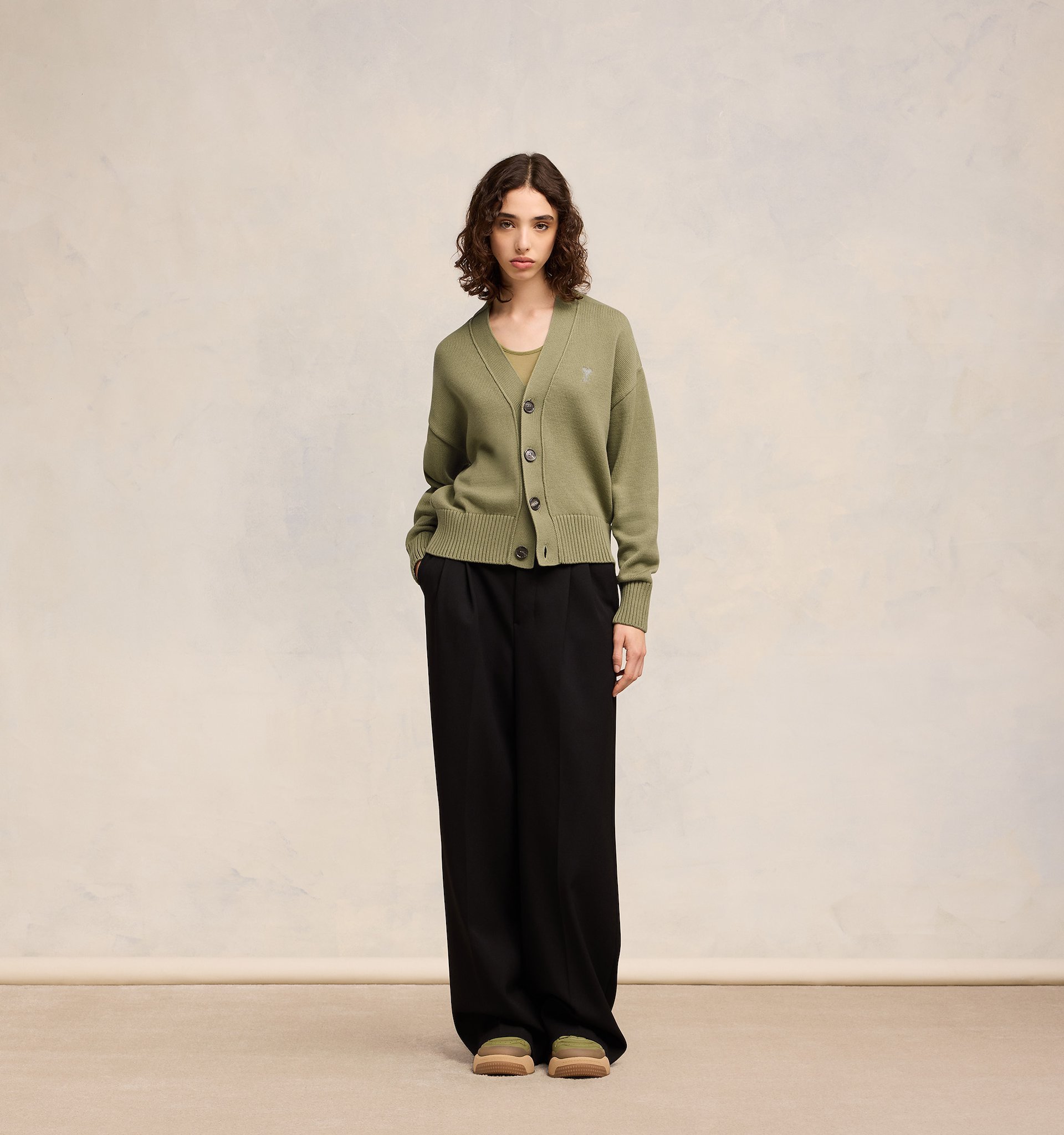 Shop Ami Alexandre Mattiussi Ami De Coeur Cardigan In Nude