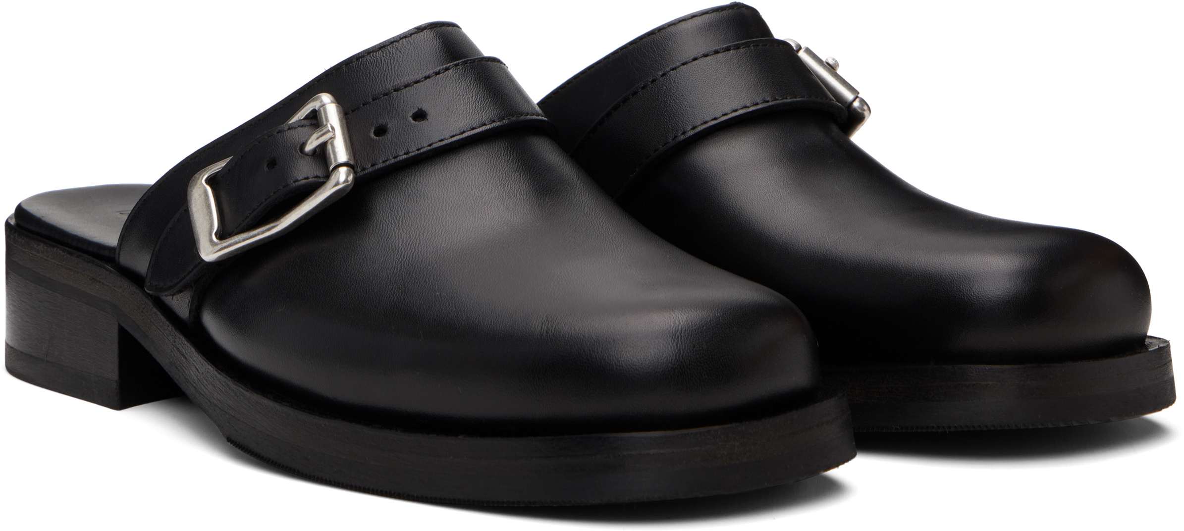 Our Legacy Camion Leather Mule With Buckle In Black