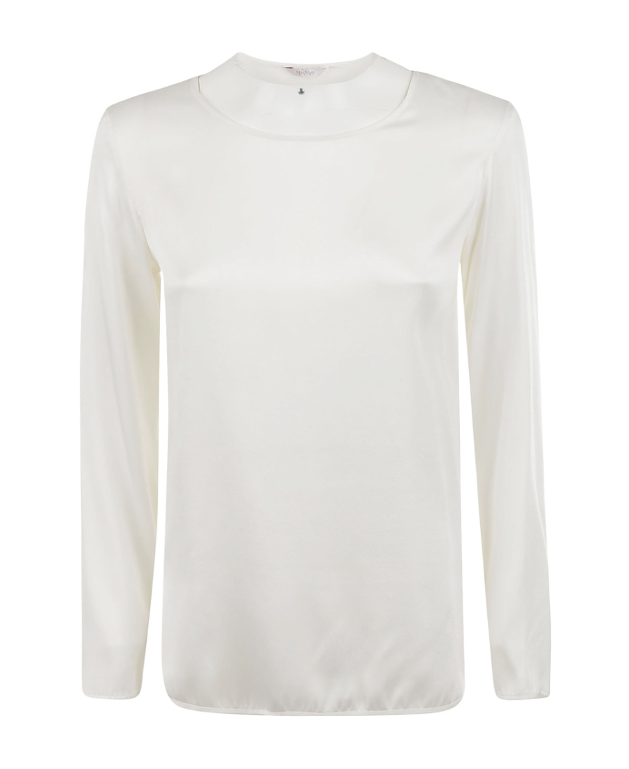 Max Mara T-shirt With Round Neck And Long Sleeves In White