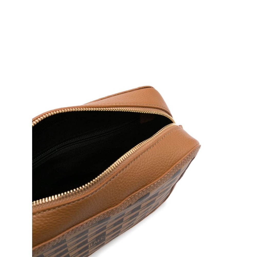 Shop Bally Logo Zipper Satchel In Brown