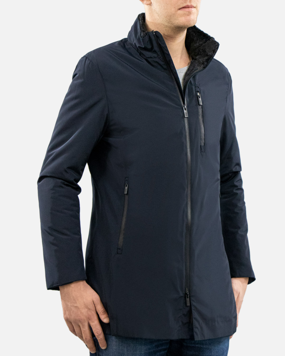 Armani Collezioni Cotton Suit With Suede Lining In Black