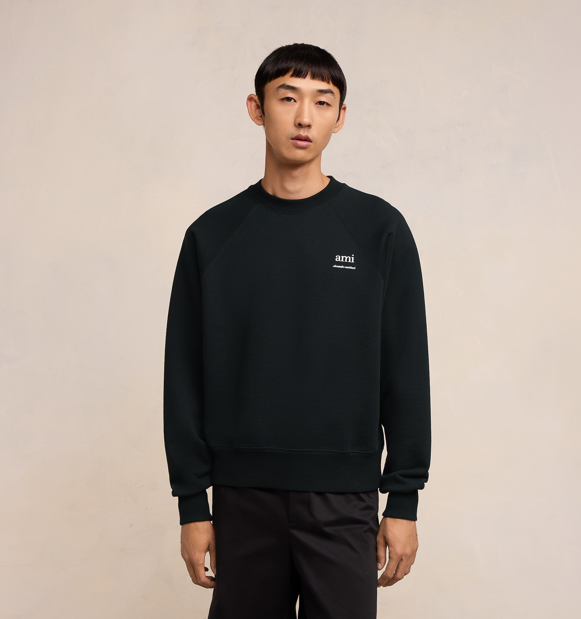 Ami Alexandre Mattiussi Black Crewneck Sweatshirt With Logo Lettering Detail On The Front And Adc Logo Embroidery On The Rea In Black