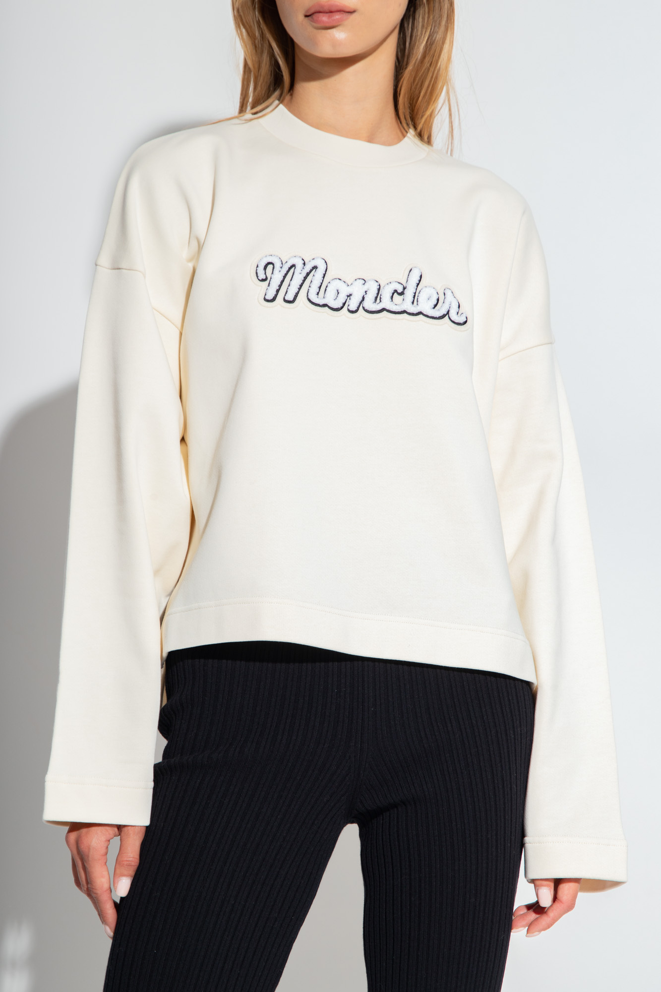 Moncler Women's Logo Detail Cotton Sweatshirt In White