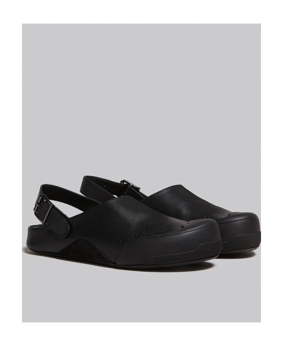 Shop Marni Black Leather And Suede Dada Sabot