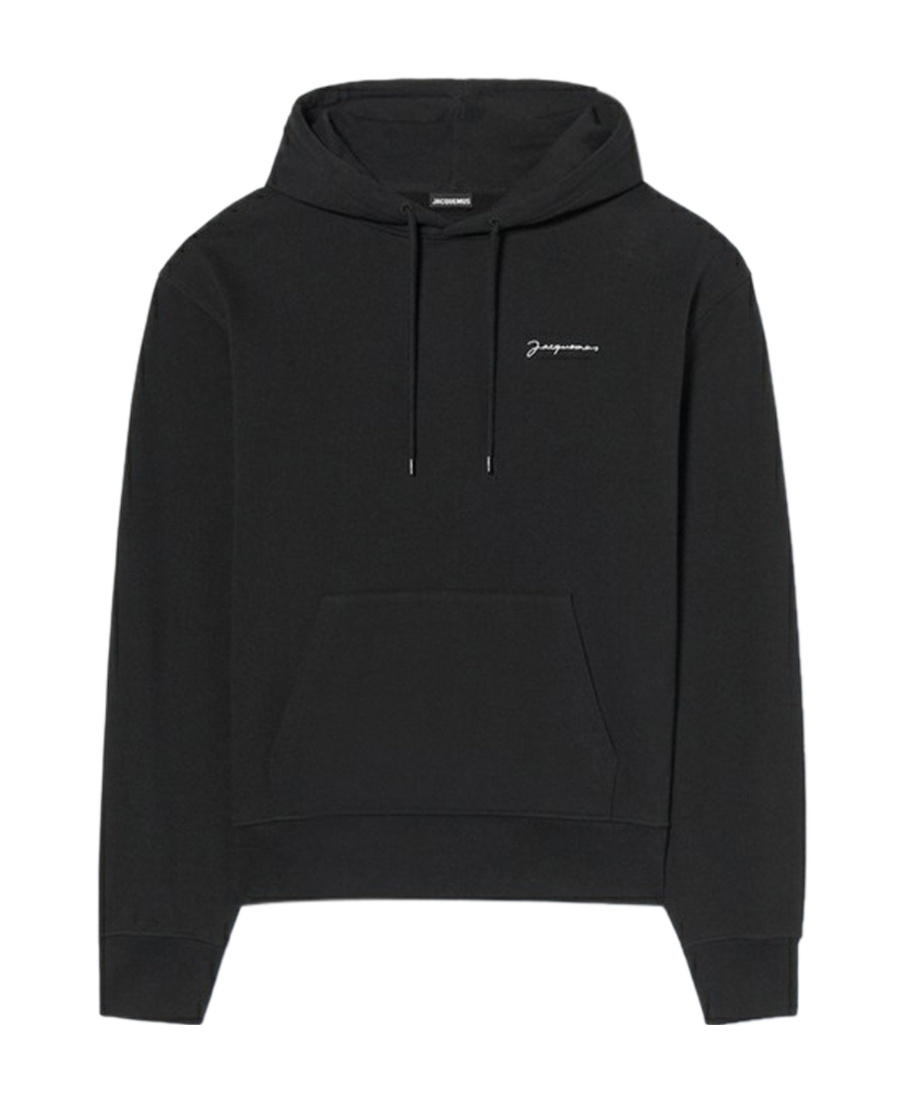 Jacquemus The Gros Grain Cropped Hooded Sweatshirt In Black