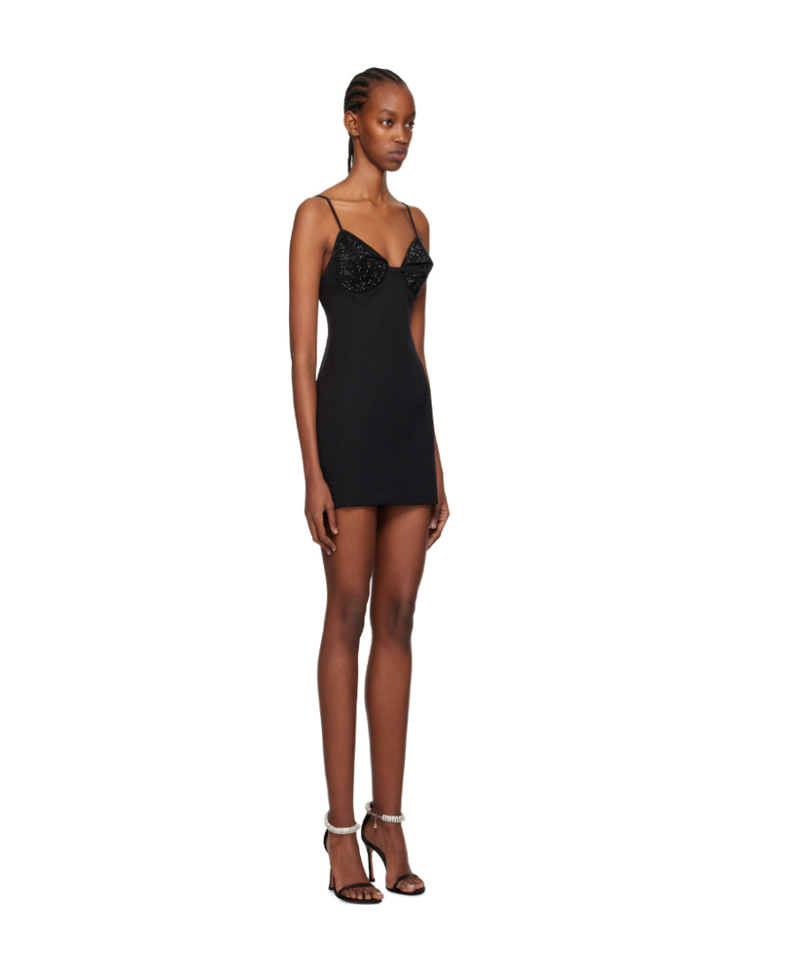 Shop Area Crystal-embellished V-neck Minidress In Brown