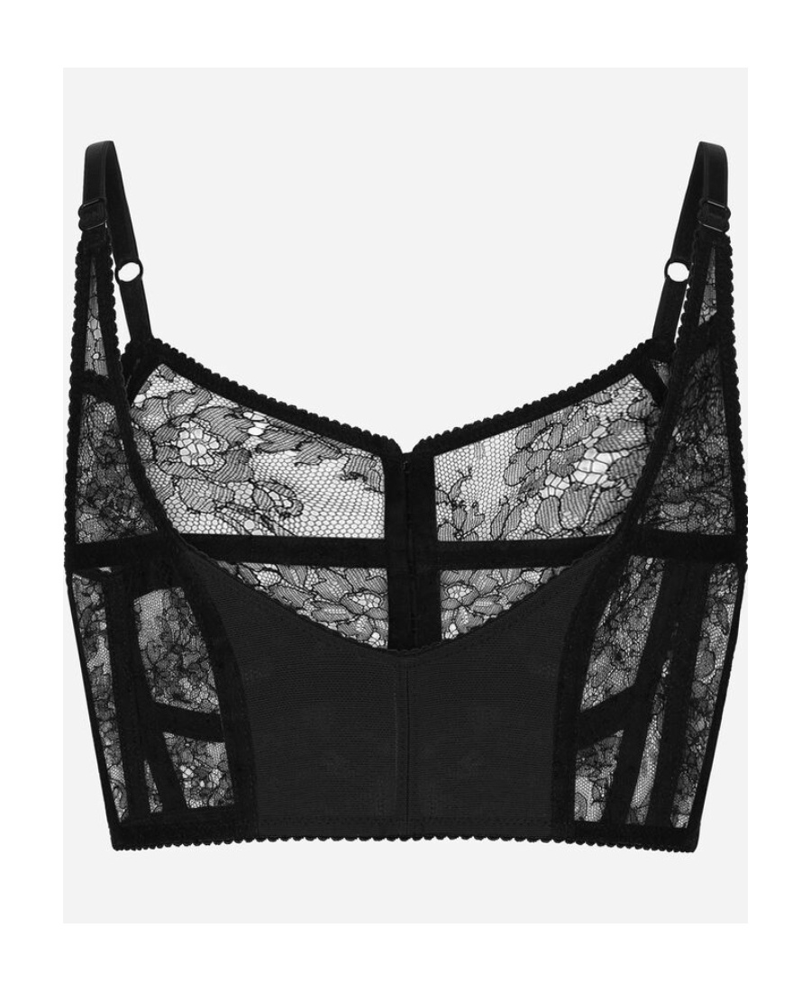 Dolce & Gabbana Lace Lingerie Bustier With Straps In Black