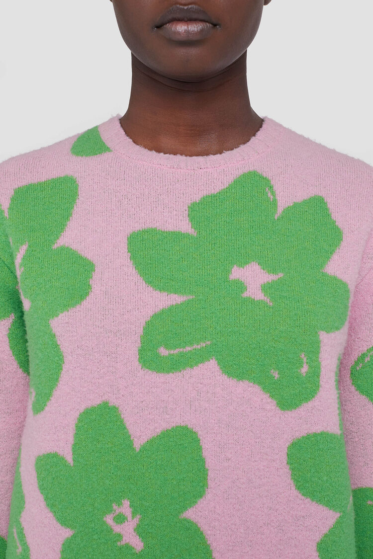 Jil Sander Floral Wool-blend Sweater In Pink