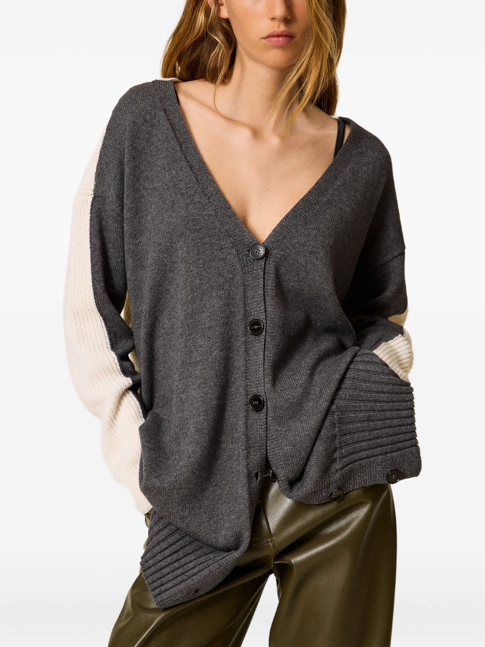 Twinset Colour-block Cardigan In Multi