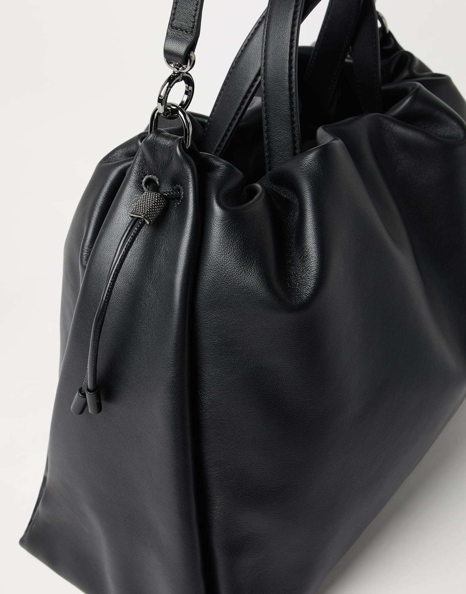 Brunello Cucinelli Monili Drawstring Tote Bag In Black