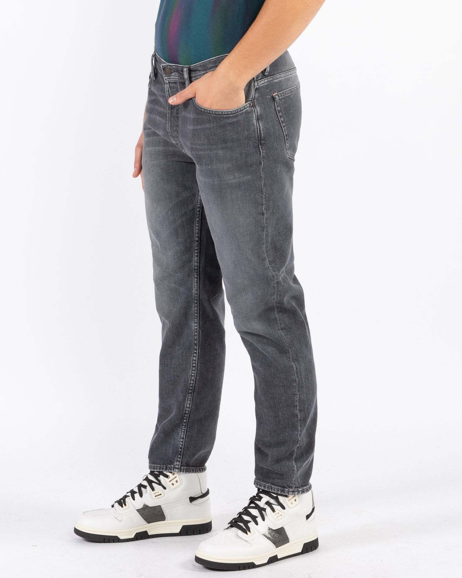 Acne Studios Distressed Five-pocket Faded Shorts With Belt Loops In Gray