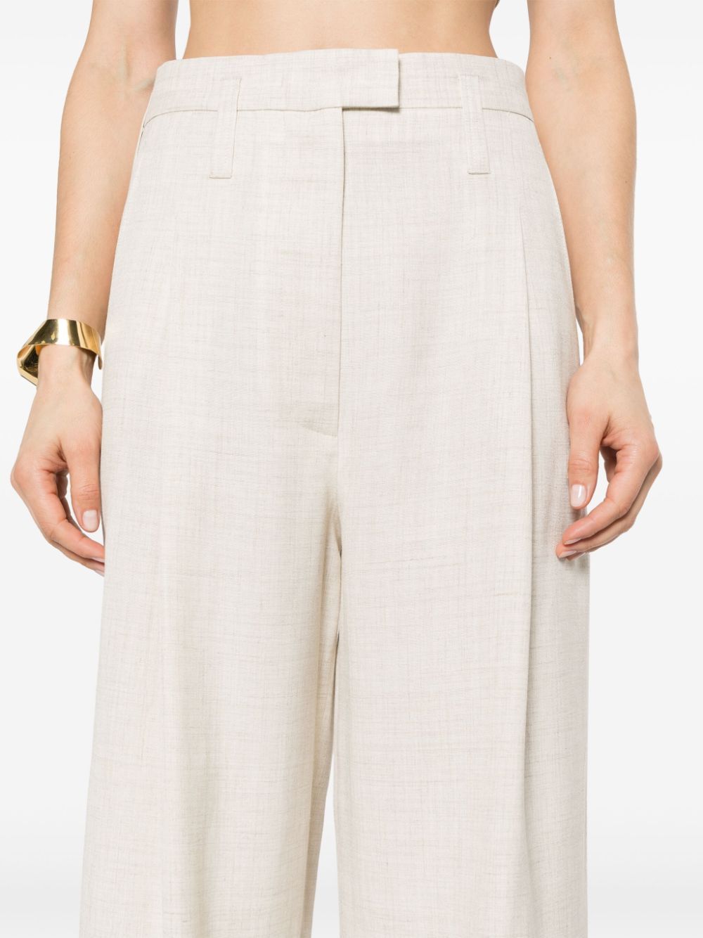 Philosophy Di Lorenzo Serafini Slub Pleated Straight Trousers In White