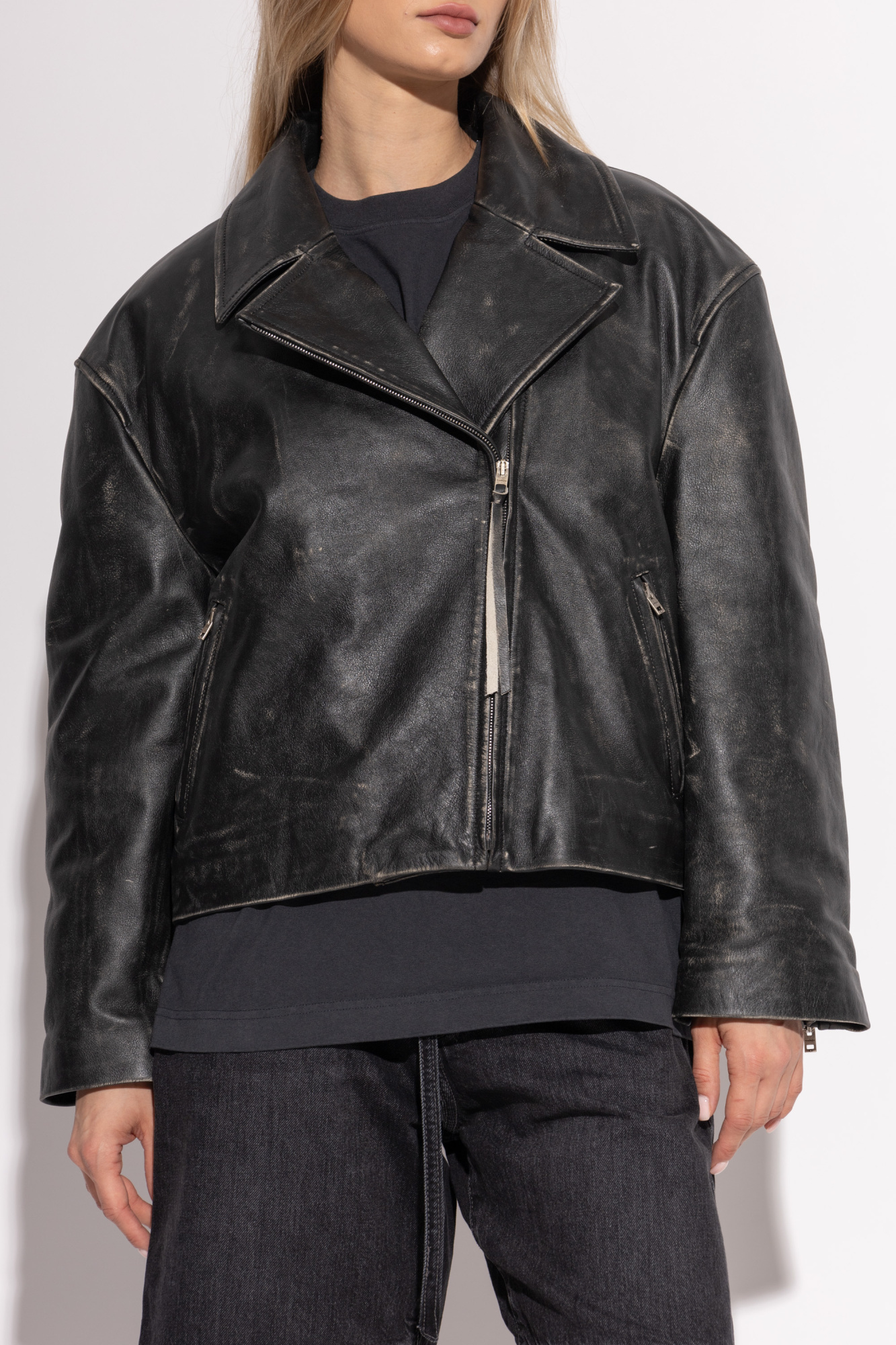 Acne Studios Logo Embossed Lilket Biker Jacket In Black