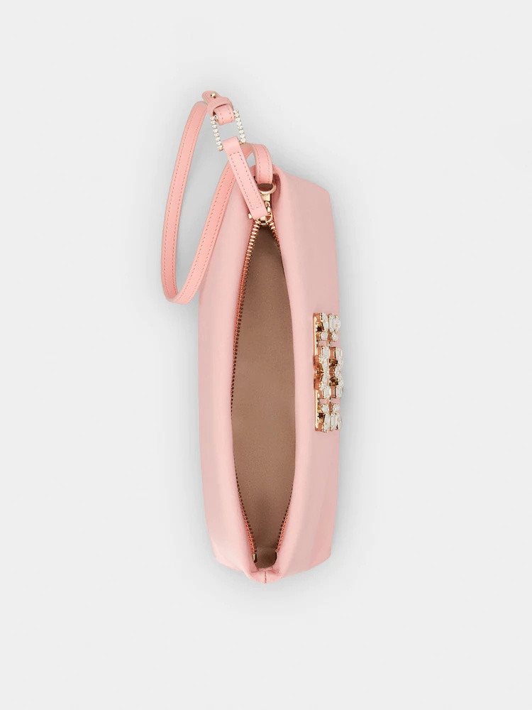 Roger Vivier Crystal Clasp Shoulder Bag In Pink