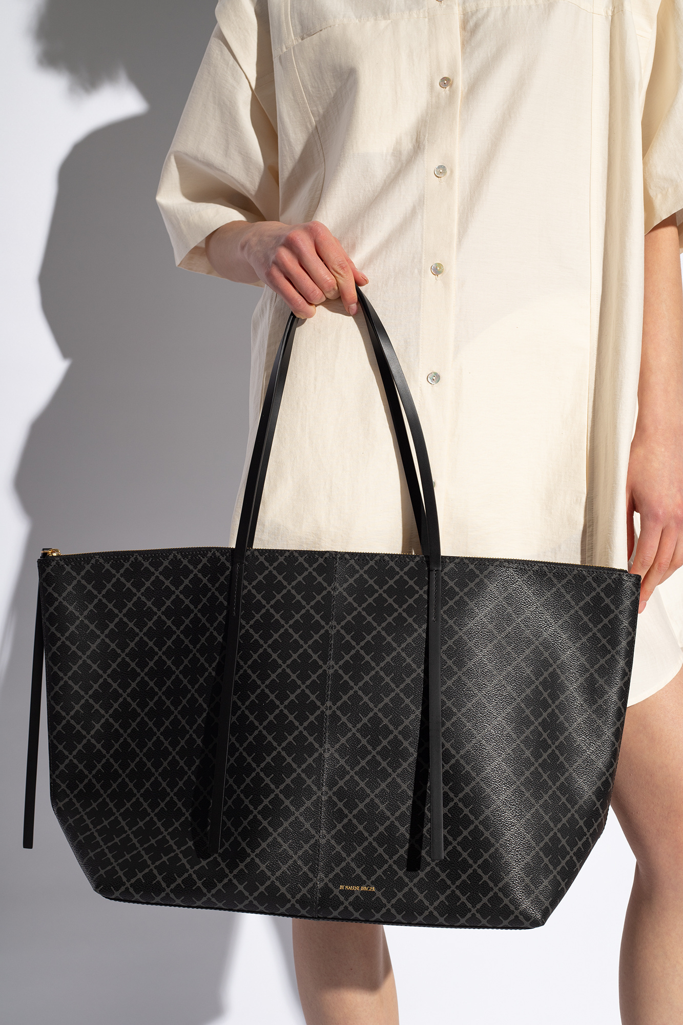 By Malene Birger Luze Monogram-print Tote Bag In Black