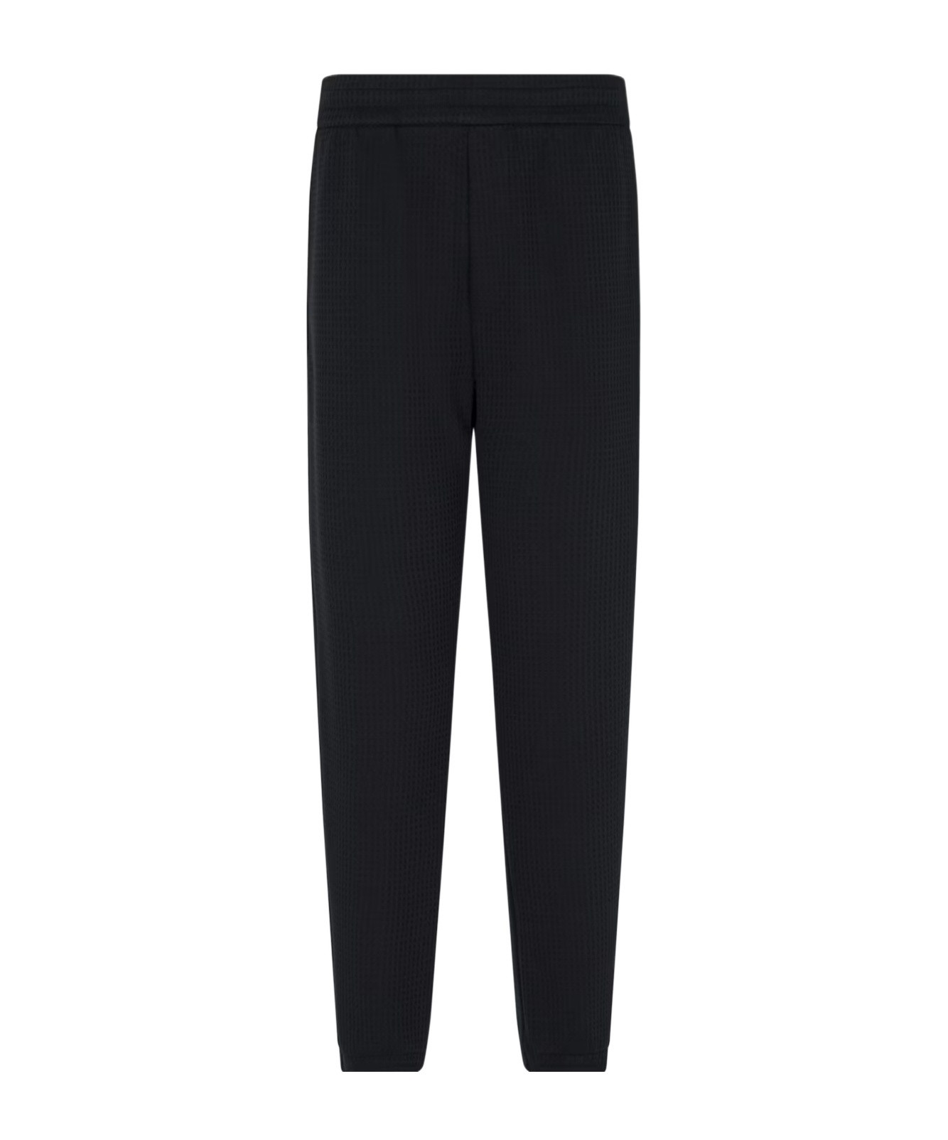Emporio Armani Textured Drawstring Trousers In Blue