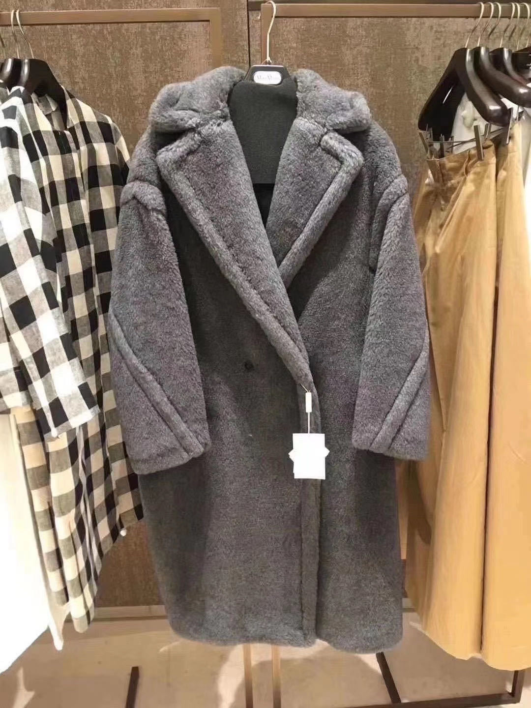 Max Mara Teddy Bear Icon Coat In Gray