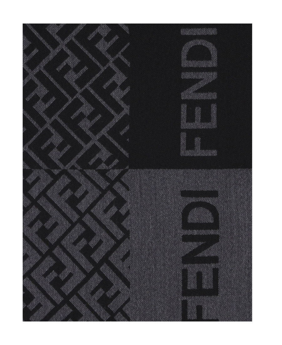 FENDI FF-LOGO FRINGED SCARF 