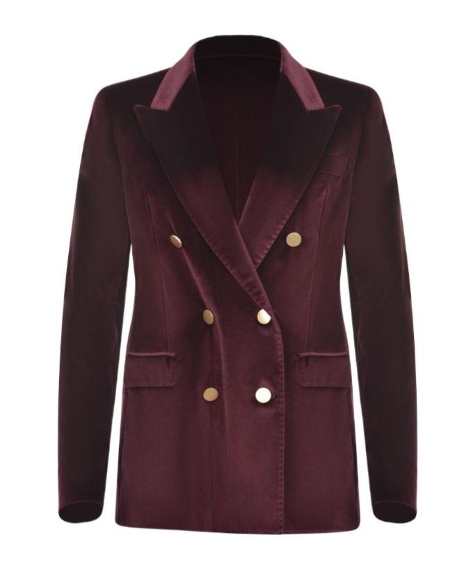 Tagliatore Double-breasted Velvet Effect Blazer In Red