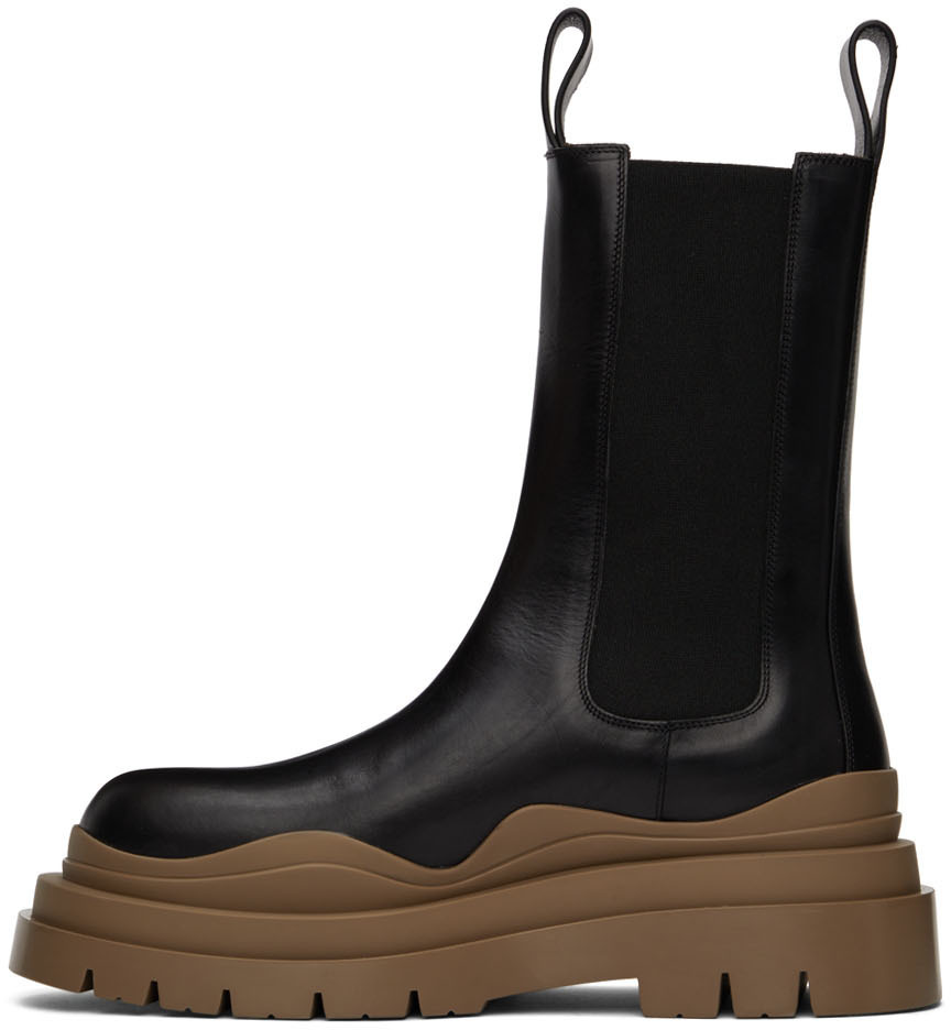 Bottega Veneta Tire Contrasting-panel Ankle Boots In Black
