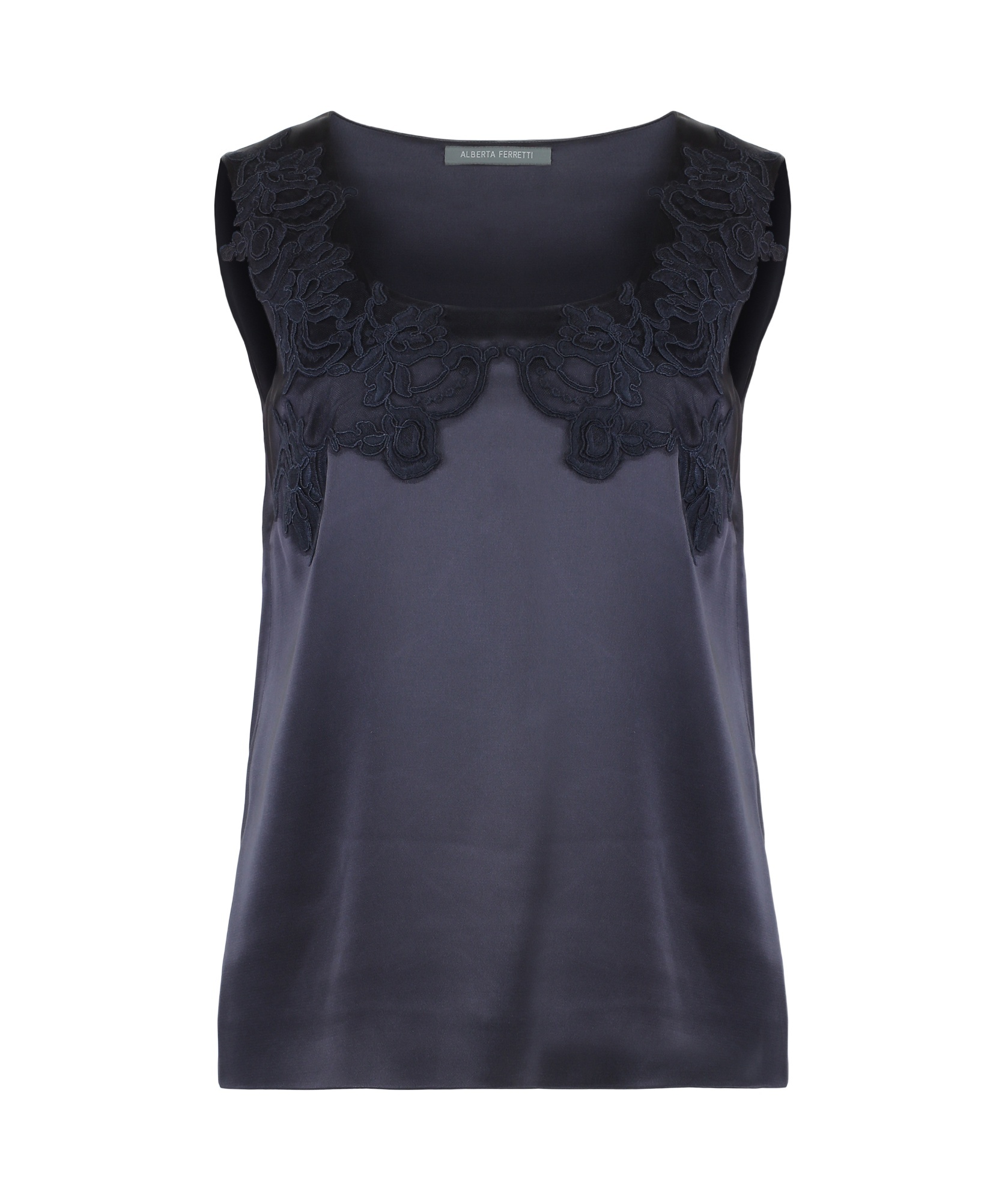 Alberta Ferretti Satin Tank Top In Black