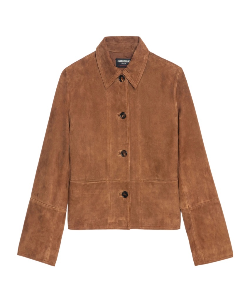 Zadig & Voltaire Lapel Long Sleeve Leather Jacket