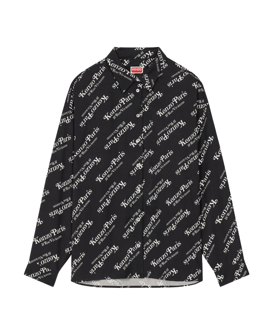 Kenzo Logo-print Twill Shirt In Black