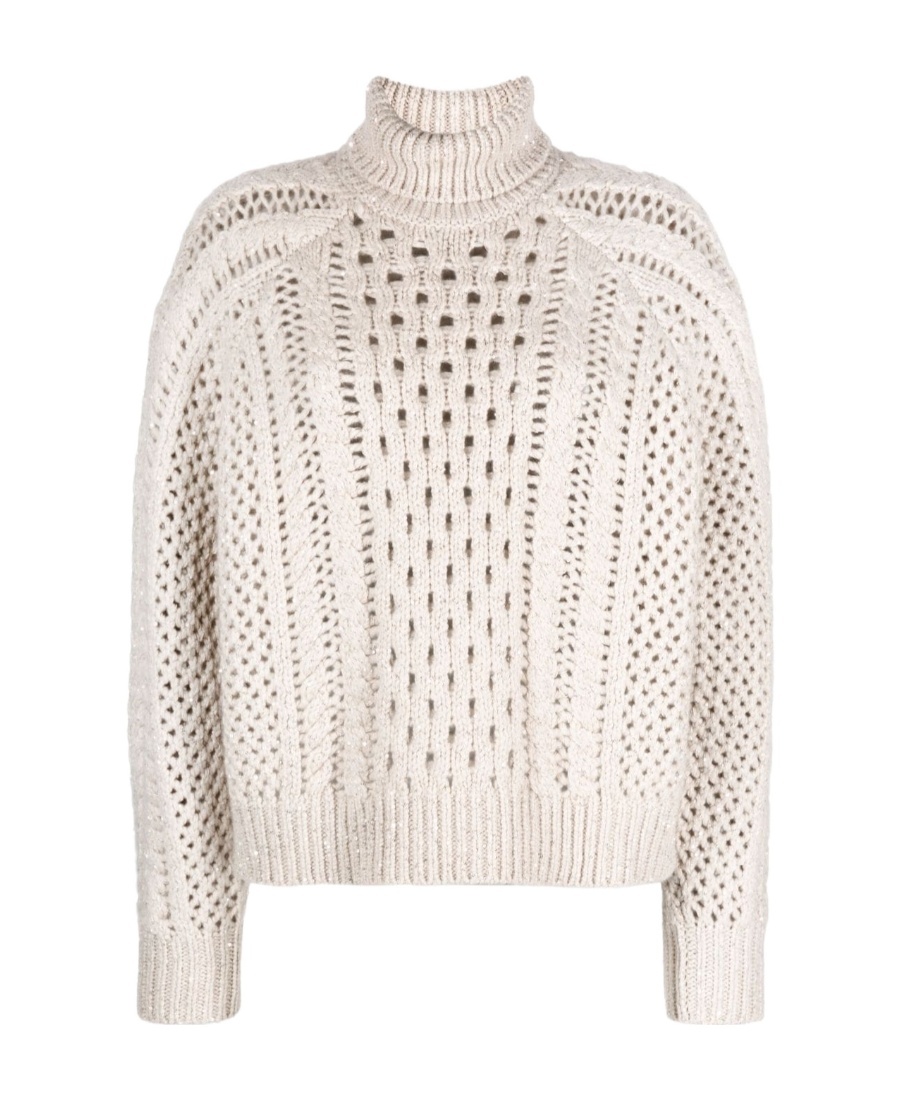 Brunello Cucinelli Cable-knit Cashmere-blend Sweater In White
