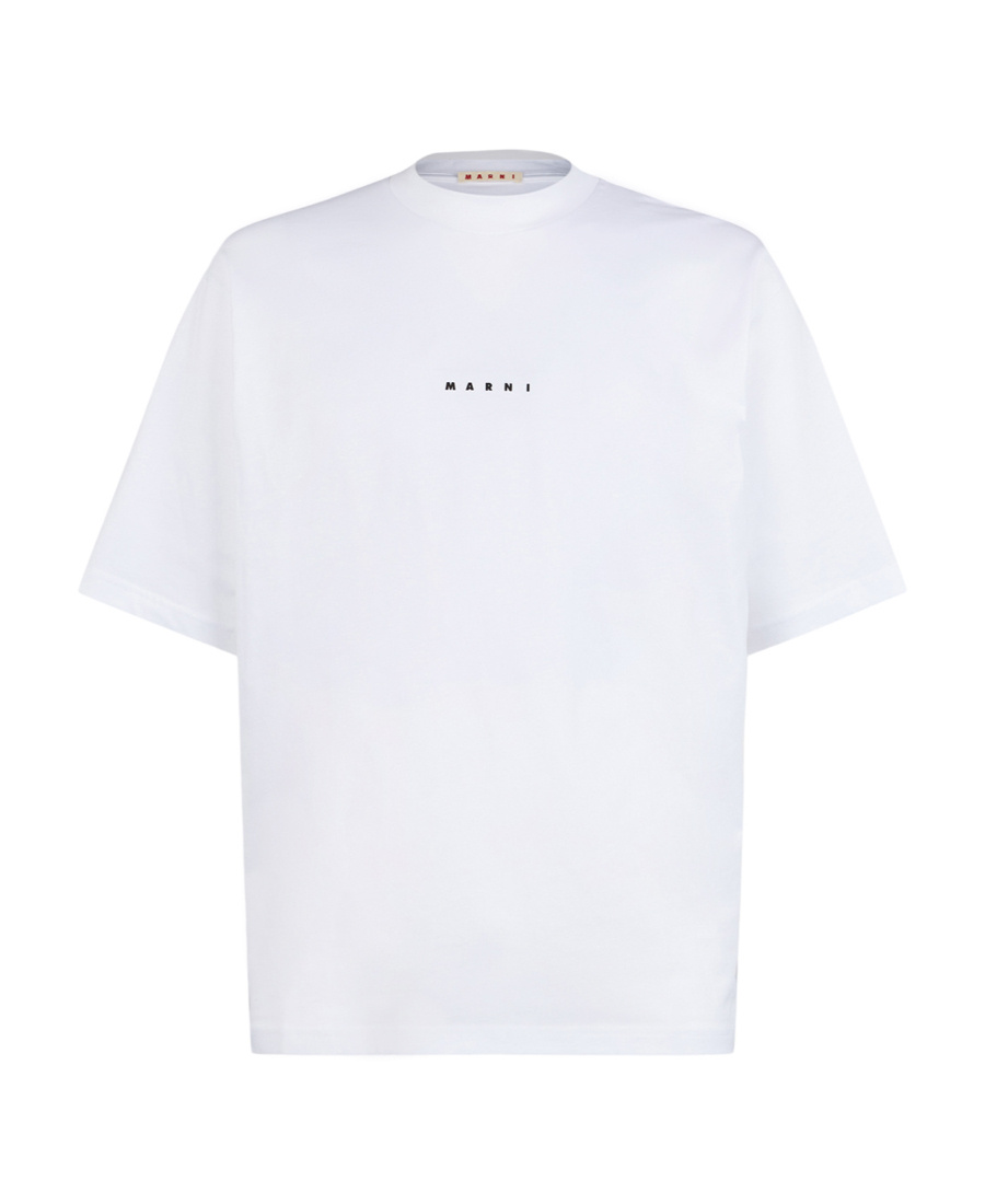 Marni White Cotton T-shirt With Logo Print In White