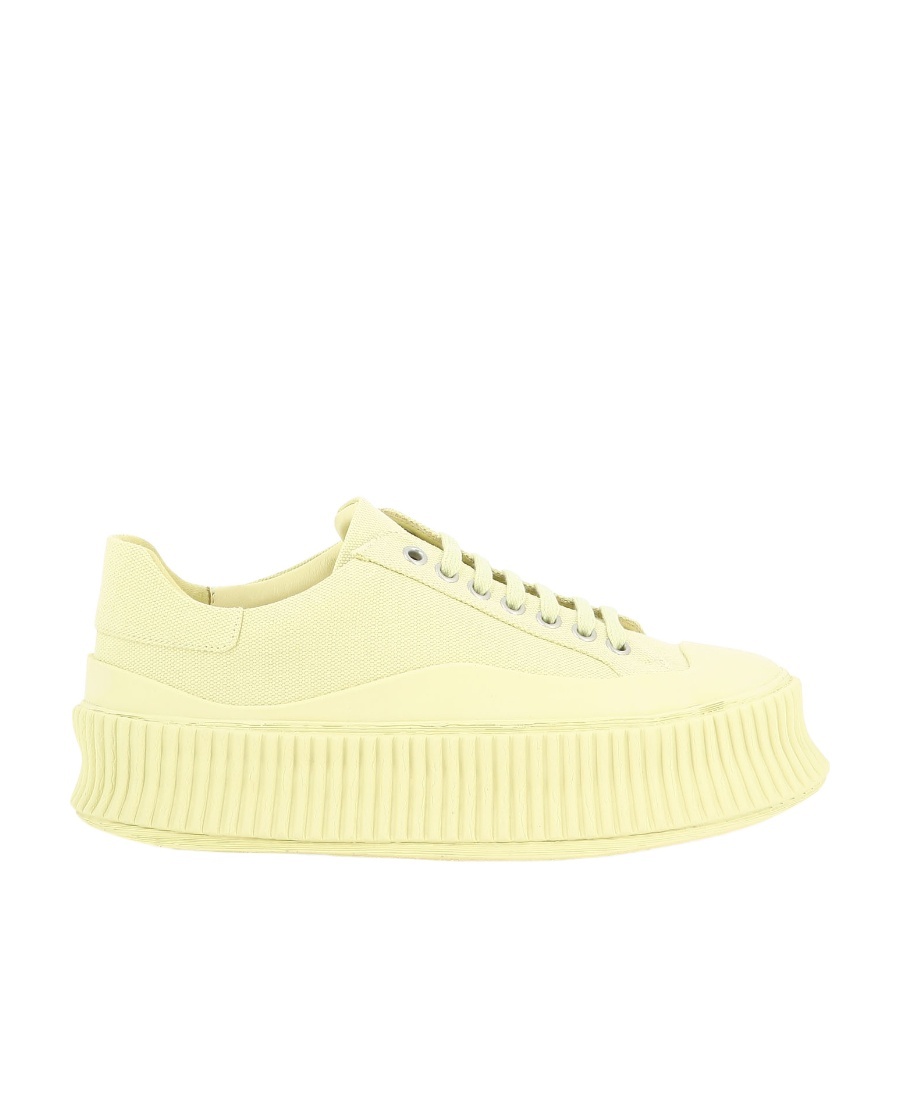 Jil Sander White Leather Platform Sneakers In Yellow
