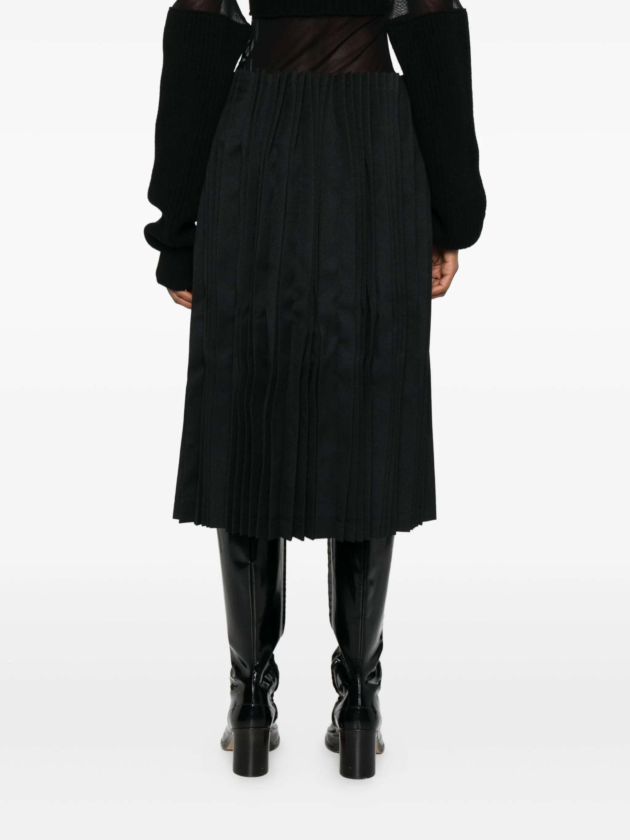 Comme Des Garçons Pleated Midi Skirt In Green
