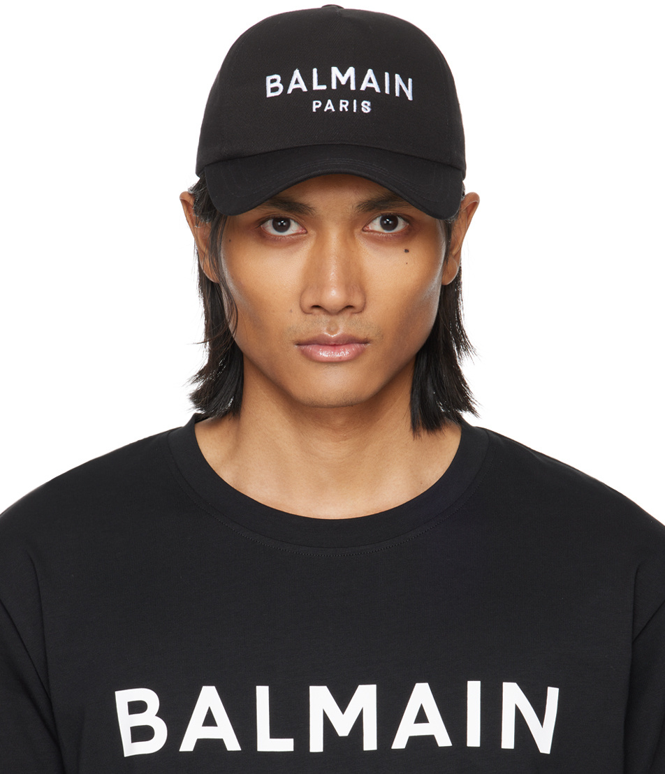 Balmain Logo-embroidered Baseball Cap In Black