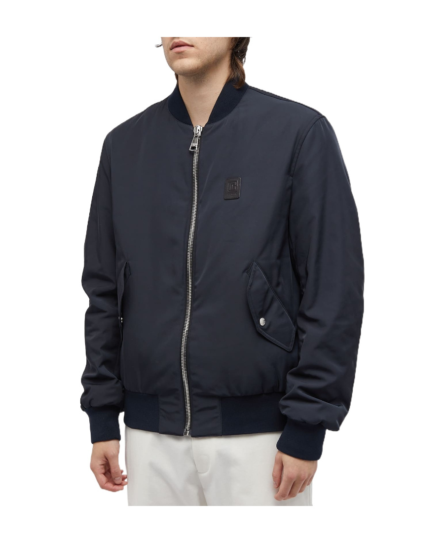Balmain Logo-applique Zipped Bomber Jacket In Black