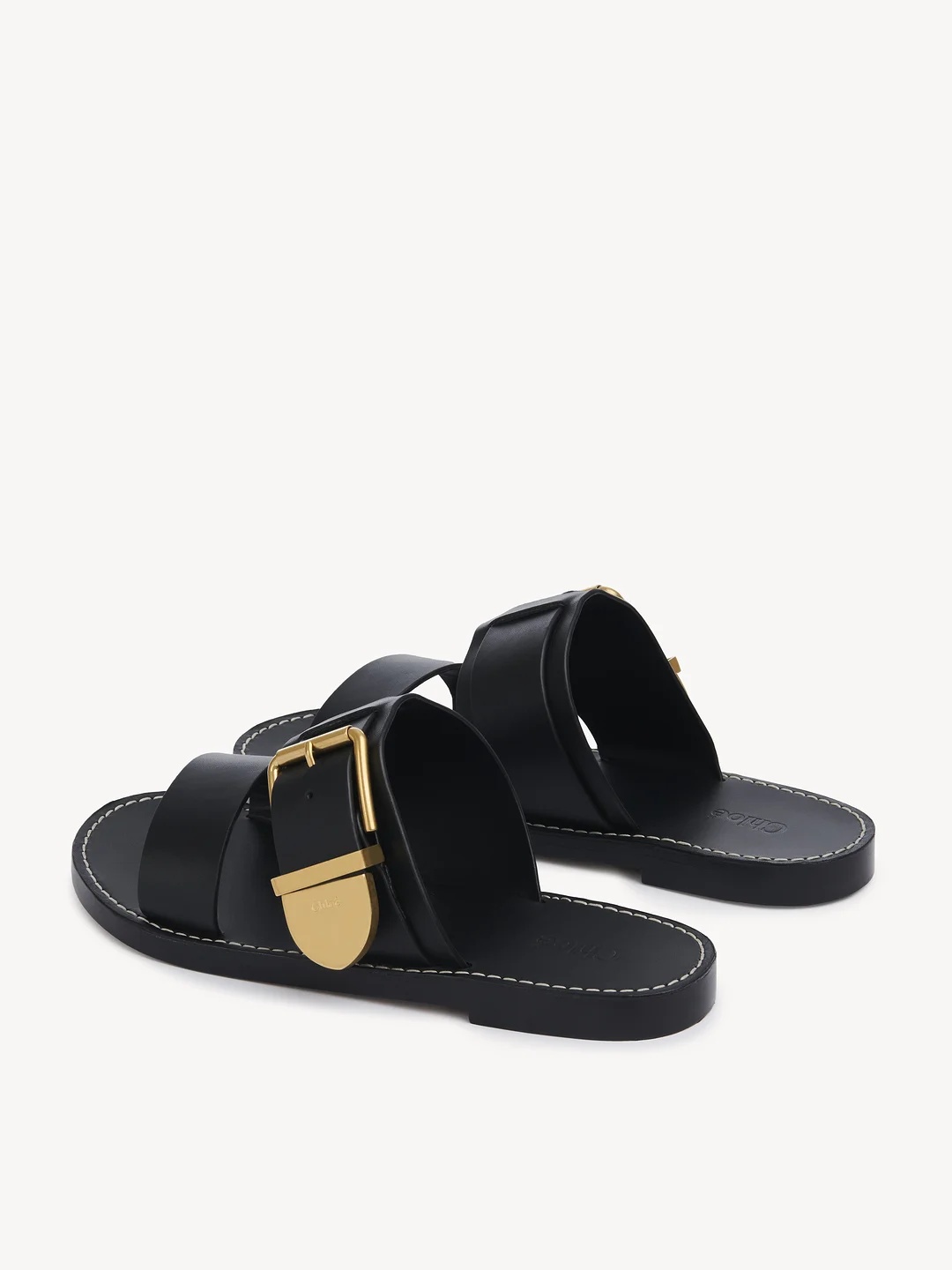 Chloé Leather Sandals With Open Toe And Buckle Detail In Black