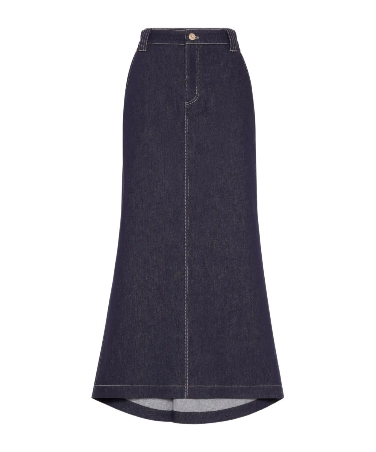Brunello Cucinelli Denim Skirt With Belts And Pockets In Navy Blue