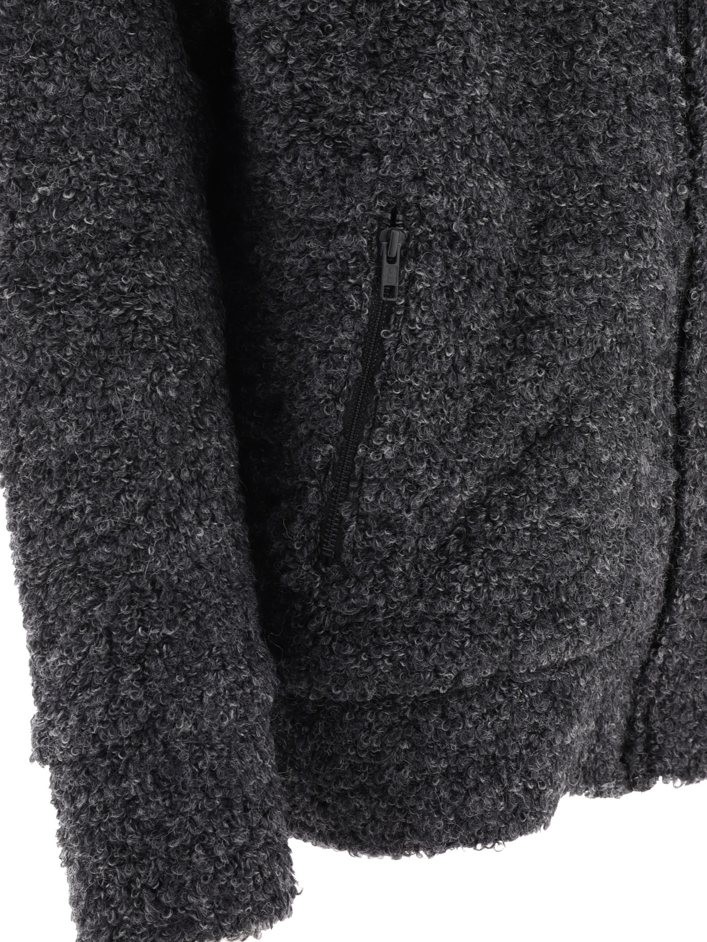 Junya Watanabe Textured Drawstring Zipped Hoodie Sweatshirts Grey In Black