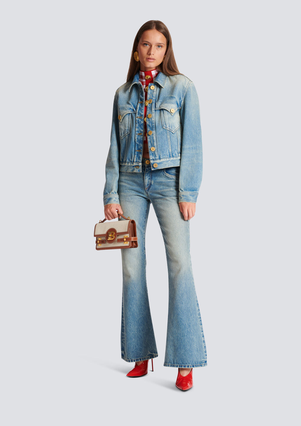 Shop Balmain Vintage Denim Jacket In Blue