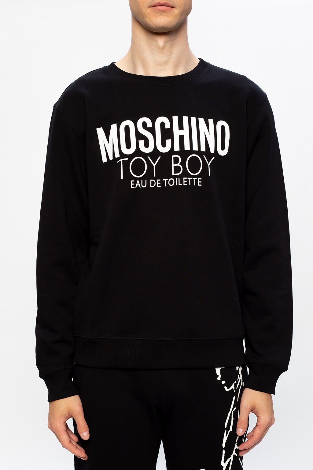Moschino Crystal Logo Sweatshirt In Black In Black