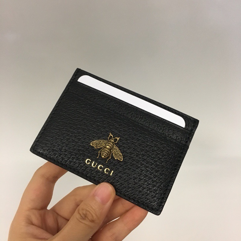Gucci Animalier Leather Card Case In Black