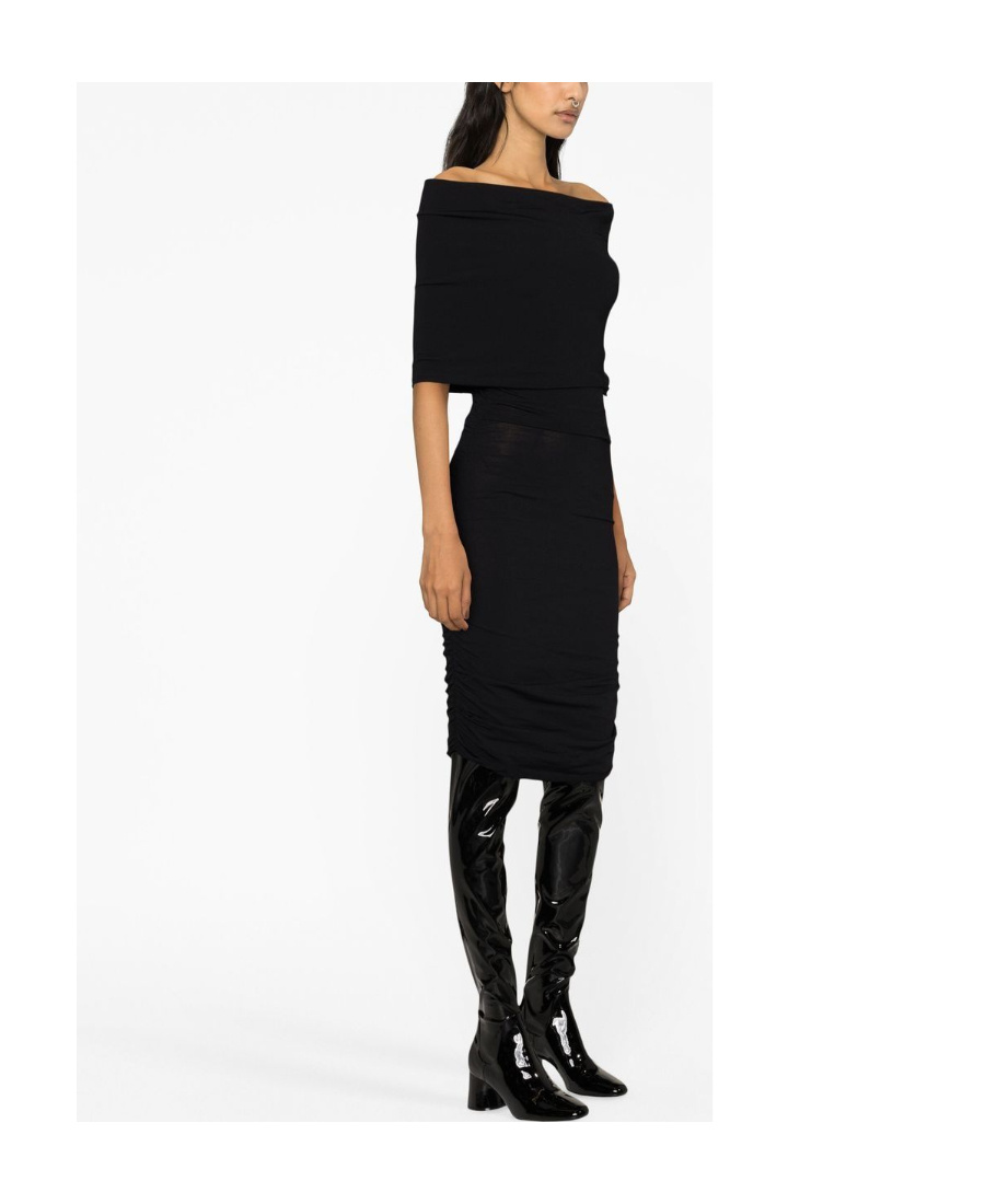 Khaite Aerica Ruched Midi Dress In Black
