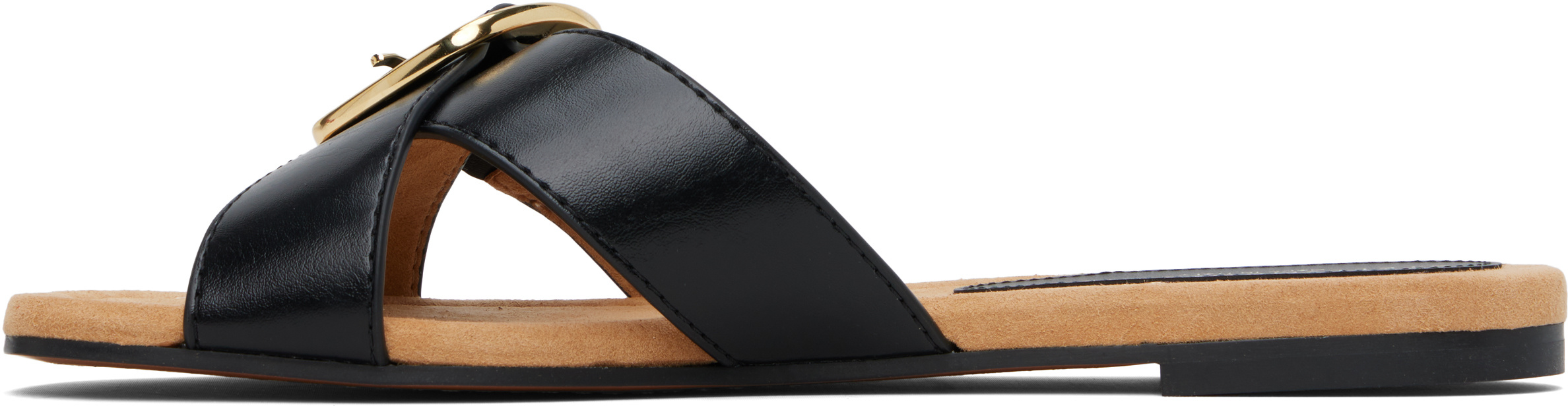 Stella Mccartney Gaia Brushed Alter Mat Slippers In Black