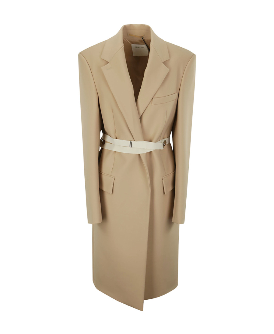 Sportmax Peak-lapel Open-front Coat In Nude